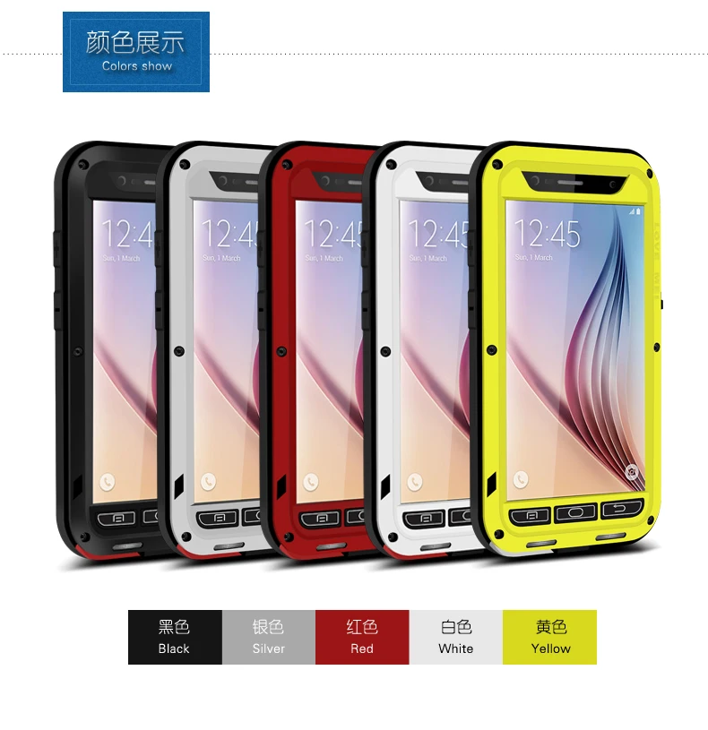 

For Samsung Galaxy S7 G9300 Case LOVE MEI Shock Dirt Proof Water Resistant Metal Armor Cover Phone Case for Galaxy S6 G9200