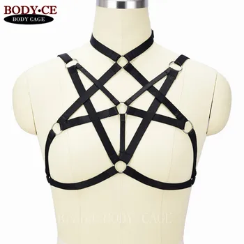 

Womens Harness Lingerie Belt Black Elastic Adjust Tops Bondage Cage Bra Punk Goth Fetish Exotic Burlesque Appare Corset RaveWear