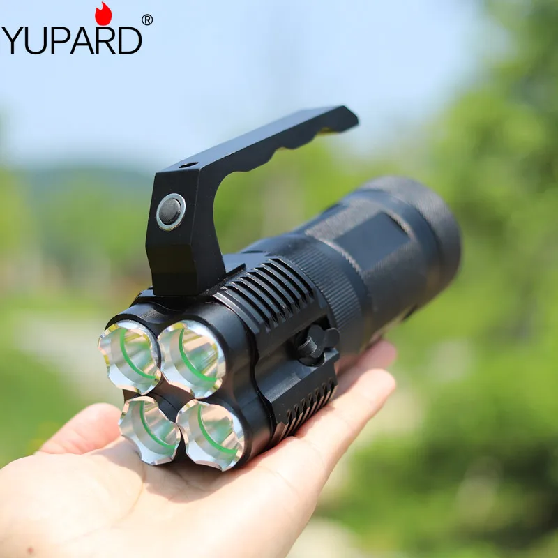 Yupard кемпинг открытый яркий фонарик прожектор 4 * xm-l T6 LED + 4*18650 перезаряжаемый аккумулятор + зарядное устройство