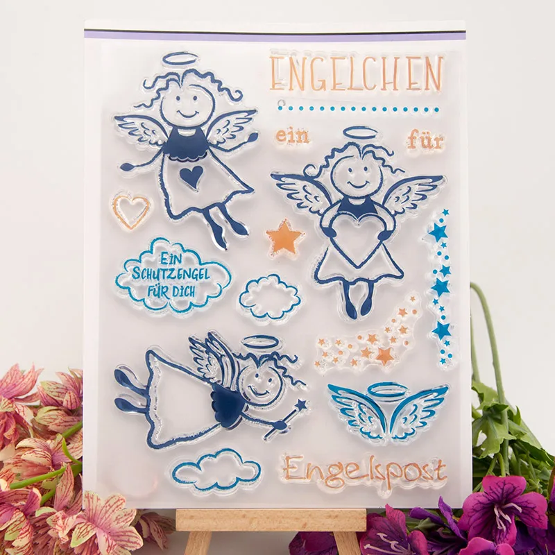 2018 New German Words Angel Heart Transparent Clear Silicone Stamp Seal DIY Scrapbooking Photo Album Decorative | Дом и сад