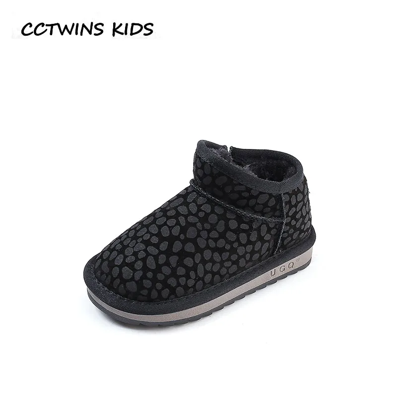 

CCTWINS KIDS 2018 Winter Baby Boy Brand Ankle Boot Children Fashion Snow Boot Girl Genuine Leather Shoe Black CS1684