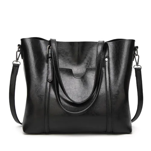 Elegant women Genuine Leather handbags Simple Classic Atmosphere Pure Color Casual Tote Large-capacity women's shopping bags