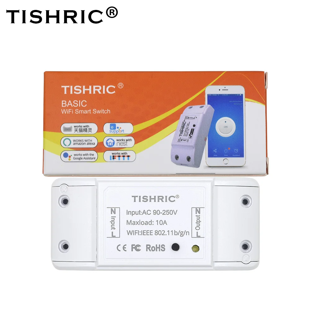 

TISHRIC Basic Wifi Switch Wireless Remote Control Domotica Light Smart Home Automation Relay Module Work With Ewelink