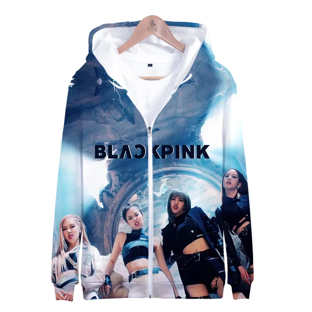 KPOP BLACKPINK толстовка на молнии с 3D принтом в Корейском стиле, черный, розовый, KILL THIS LOVE Album, для мужчин и женщин, в стиле хип-хоп, свитшот на молнии с капюшоном, верхняя одежда