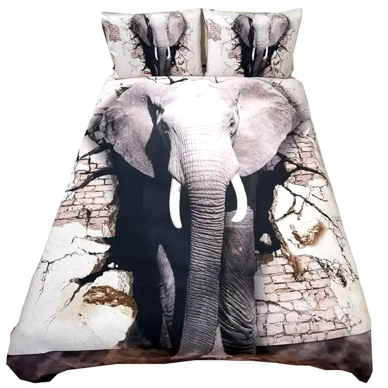 Customized Elephant Bedding Set 3d Printed Duvet Cover Double