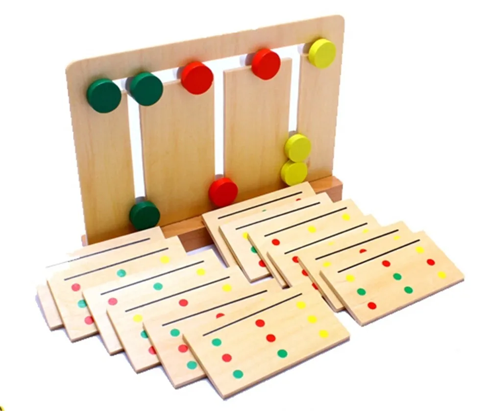 Baby Toy Montessori Wooden Toy Teaching Three Color Sorting Array Game for Early Childhood Education Preschool Training Learning