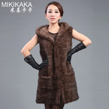 

Fashion new Ladies' Mink coat,Elegant Noble women's knitted mink fur vest,Hooded mink fight mink fur waistcoat FK5170