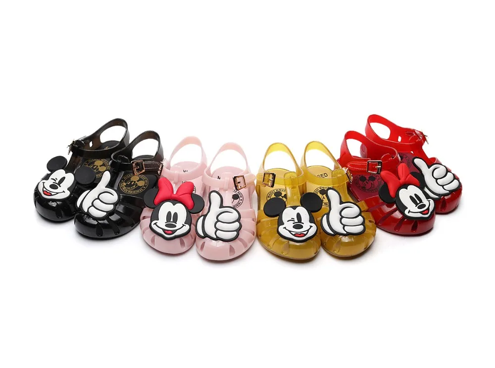 Mini Melissa2019 новые сандалии с Микки Маусом для девочек Прозрачные Сандалии Детская пляжная обувь для девочек Минни Мелисса мягкие конфеты обувь SH19010