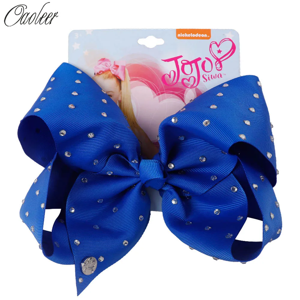 

8" Jumbo Full Rhinestones Hair Bow Solid Grosgrain Ribbon Hairgrip Alligator Clips Headwear Bowknot For Girls Hair Accessories
