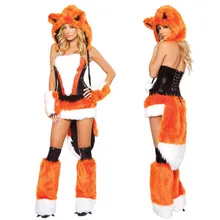 Новинка года! Сексуальные оранжевые вечерние костюмы лисицы для взрослых женщин на Хэллоуин, нарядное платье для костюмированной вечеринки с большим хвостом