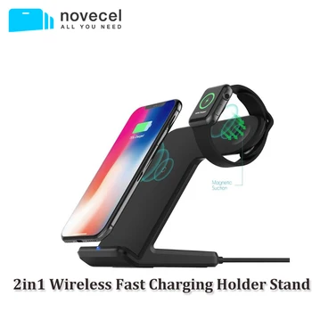 

2in1 Wireless Fast Charging Holder Stand for Apple Watch Series 1/ 2/ 3/ 4, iPhone 8G - Xs Max and Samsung Edges Black/White