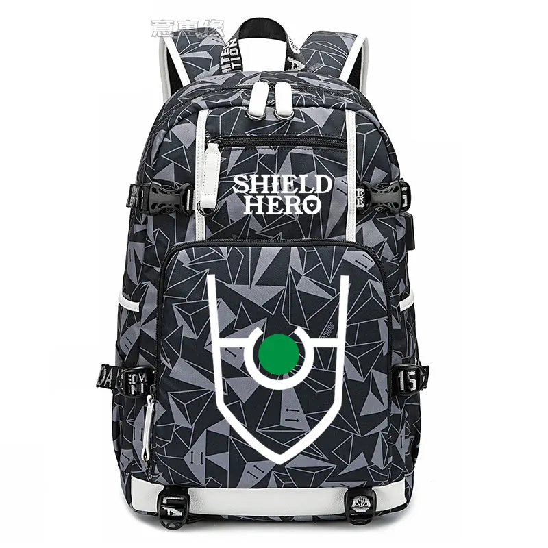

The Rising of the Shield Hero laptop Travel bags USB Charging knapsack Tate no Yuusha no Nariagari Oxford Backpack