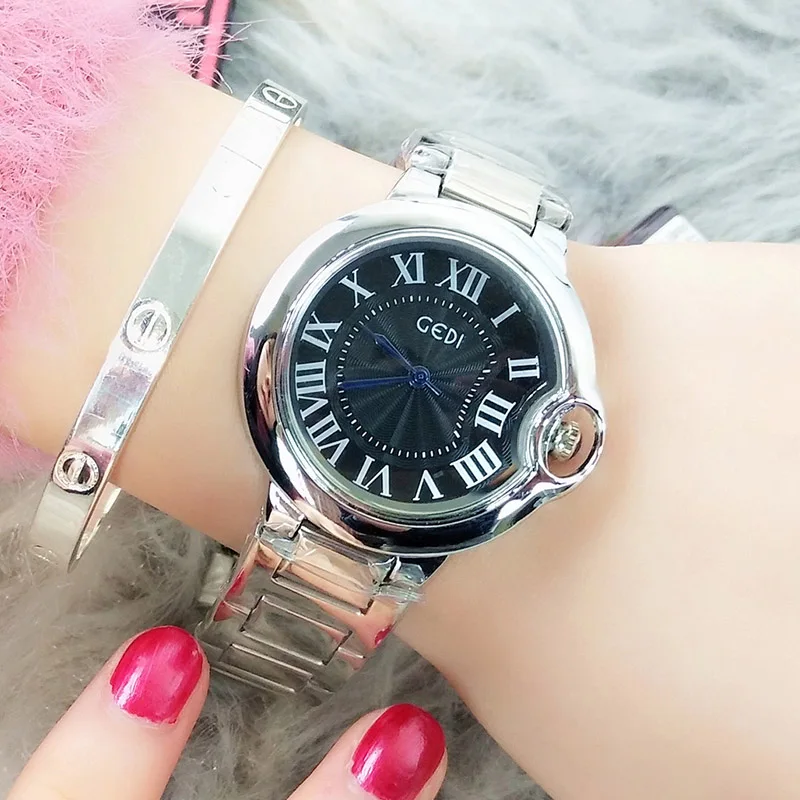 Женские часы из нержавеющей стали, водонепроницаемые часы для женщин, браслет, женская одежда, кварцевые часы, женские часы, Relogio Feminino - Цвет: silver black