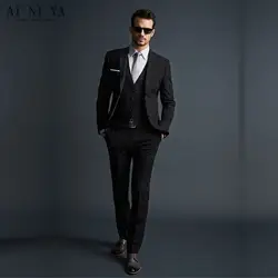 2018 Новый Slim Fit Для мужчин S Костюмы черный Для мужчин; Нарядные Костюмы для свадьбы Формальные Бизнес Костюмы Best Для мужчин костюм из 3