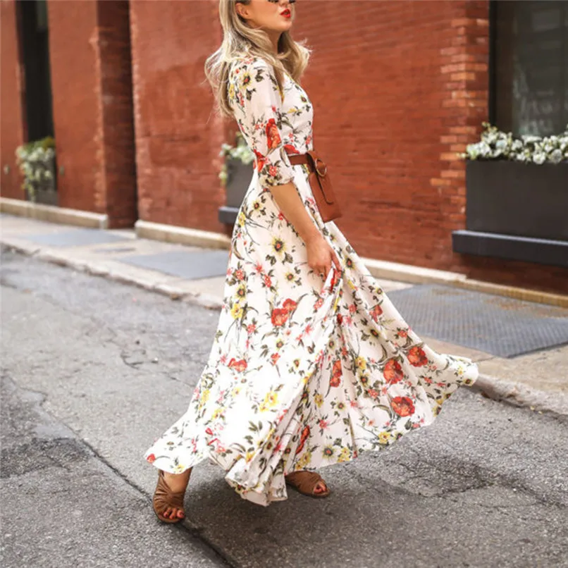 Women Casual Half Sleeve Boho Dresses Swing Floral-Printed Holiday Dresses Sweet Dress For Women Girls Femme 40MA21 (3)