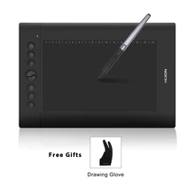 HUION H610 PRO V2 10″ Digital Tablets Graphic Drawing Pen Tablet 8192 Levels Tilt Function Battery-Free Stylus with Glove Gift