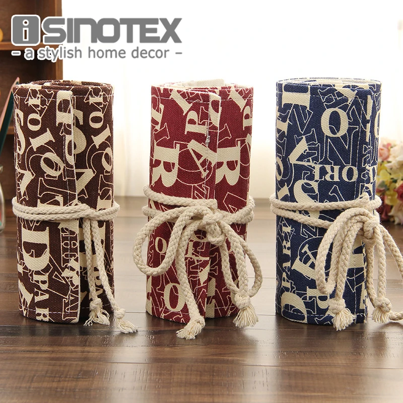  36/48/72 Pockets Pencil Wrap Portable Canvas Roll Up Pen Case Letters Stationary Storage Bag Pouch 
