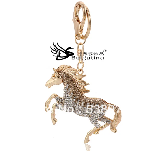 Retail And Wholesale Crystal Rhinestones Horse Keychain Keyring Fashion