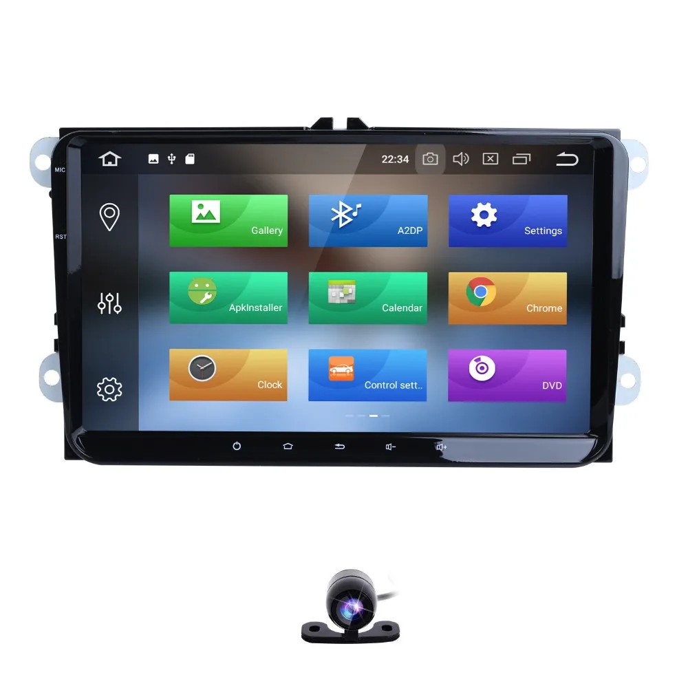 Sale Hizpo double 2din Car Radio GPS Android 8.0 Car No DVD Multimedia For golf v/vi/plus/cabriolet/wagon VW SKODA DVR OBD2 WIFI NAVI 1