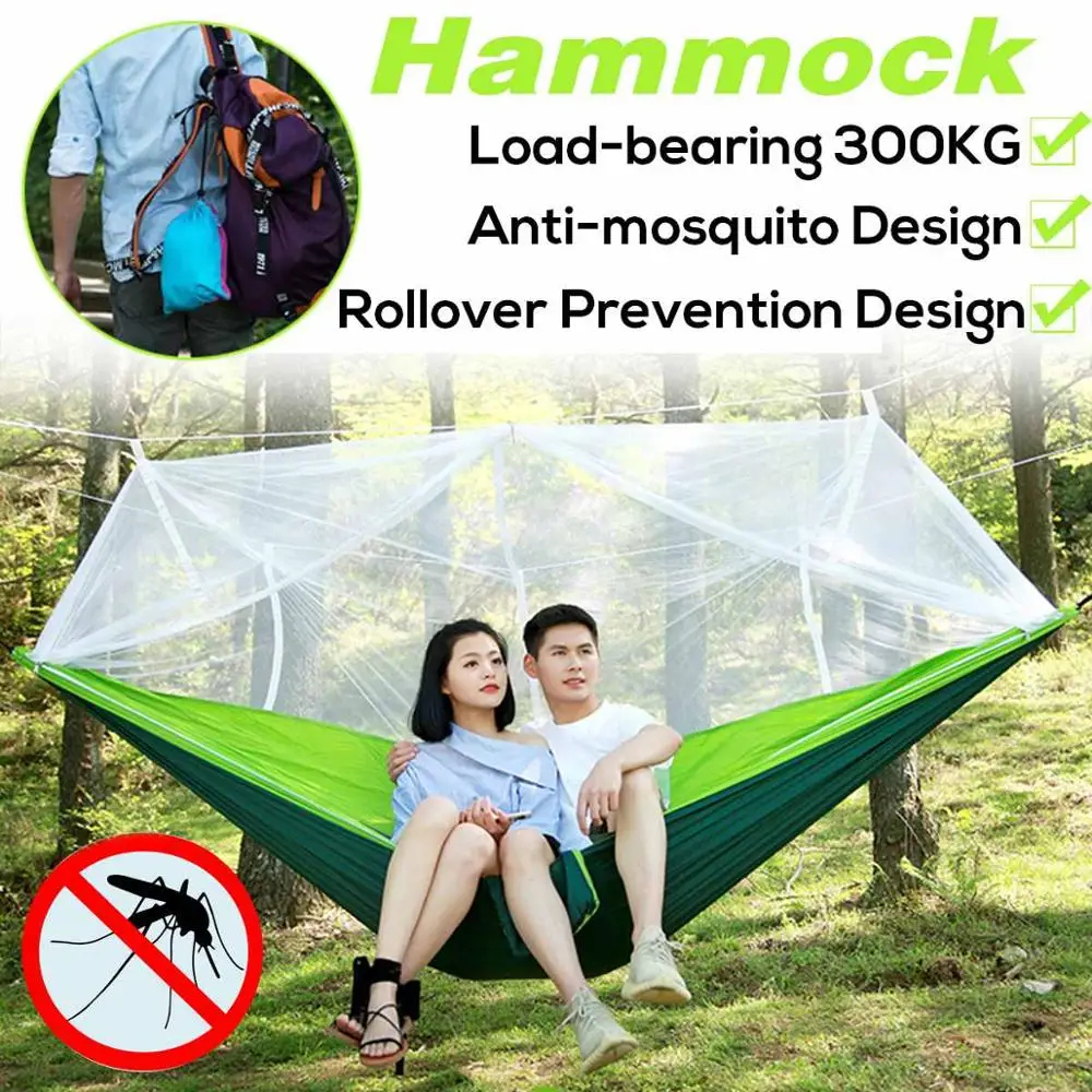 1-2 Person Outdoor Mosquito Net Parachute Nylon Hammock Camping Hanging Sleeping Bed Swing Portable Double Travel Hammock Chair 1-2 Person Outdoor Mosquito Net Parachute Nylon Hammock Camping Hanging Sleeping Bed Swing Portable Double Travel Hammock Chair
