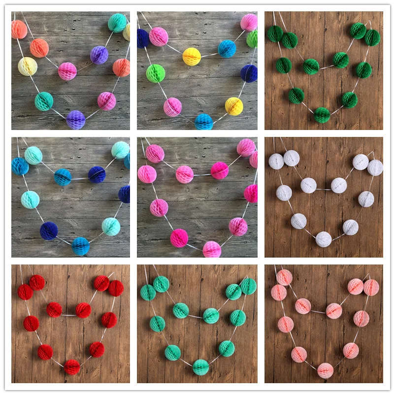 

7ft 11pcs 3"Ball Mini Tissue Paper Honeycomb Ball Garlands Wedding Baby Shower Birthday Party Table backdrop Decorations