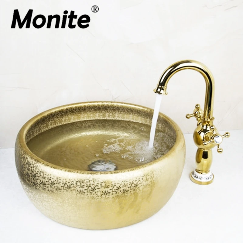 Buy Polished Golden Kitchen Swivel Tap Bathroom Sink