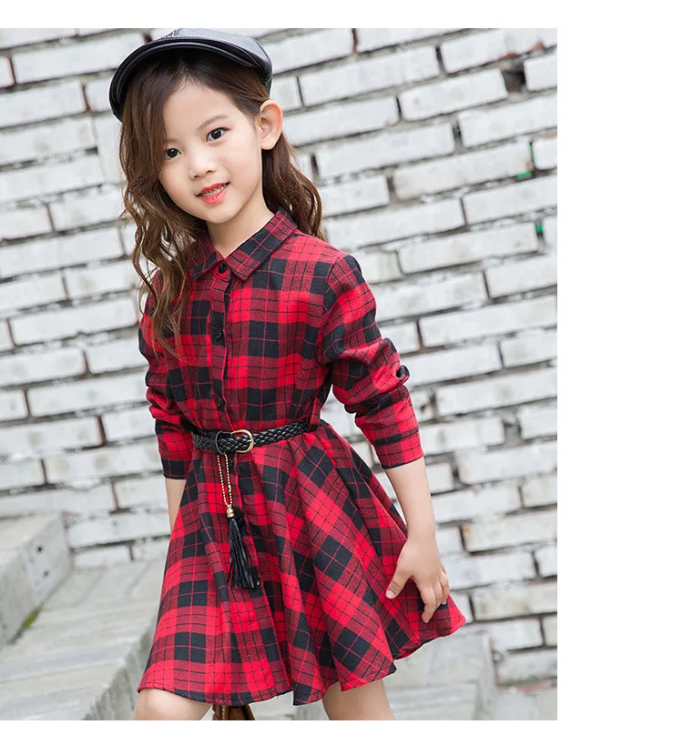 Teen Casual Girl Dresses 2018 Fashion Plaid Letter Kids Long Sleeve Clothes Spring Autumn Children Dress For Girls 3 to 13 Years (10)