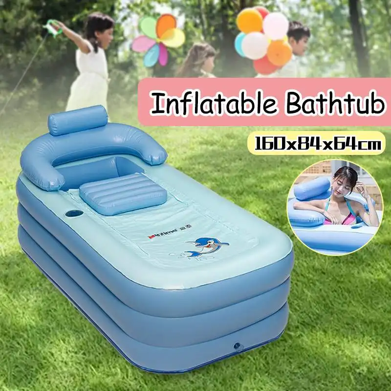 

160x84x64cm Portable Folding Big Inflatable Bathtub Adults Bath Enjoy Life Air Pump Spa Household Bathtub Travel Bath