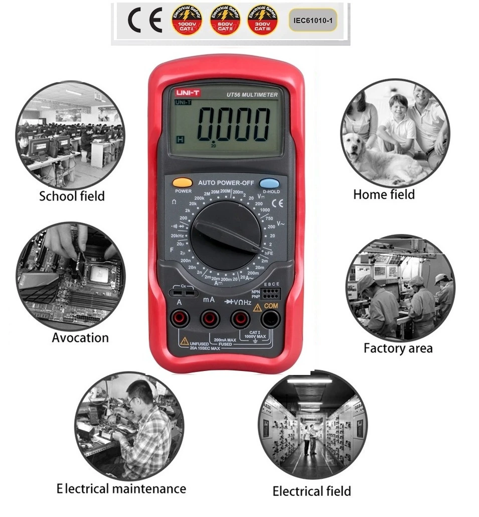 UNI-T UT56 19999 дисплей 1000V 20A DMM AC DC Вольтметр Сопротивление Емкость Частота тест мультиметр