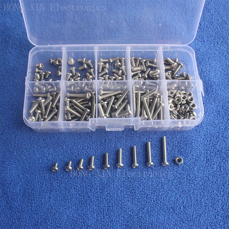 

240Pcs/M3 screw Metric Round Head Thread Stainless Steel PCB Screws nut Bolt Assortment kit set Fastener Hardware High Quality