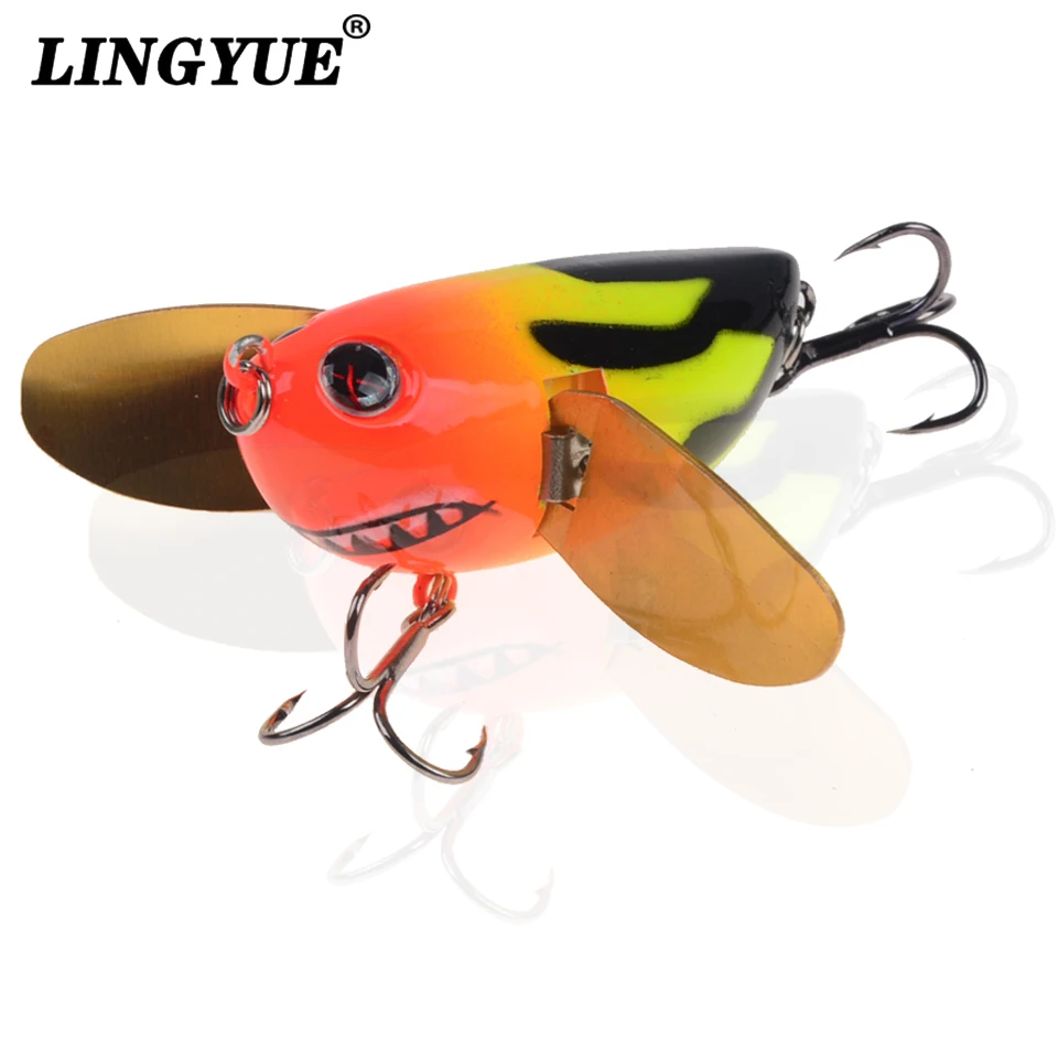 LINGYUE Topwater Crankbait рыболовная приманка 6 см 12,5 г плавающий воблер, твердая приманка-Поппер, искусственная приманка с металлическими крыльями