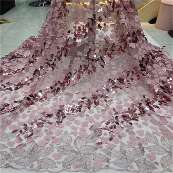 

High Quality Nigerian French Tulle Lace Party Dress 2019 Latest Sequins Lace Fabric African Lace Fabric with Sequins (5-19