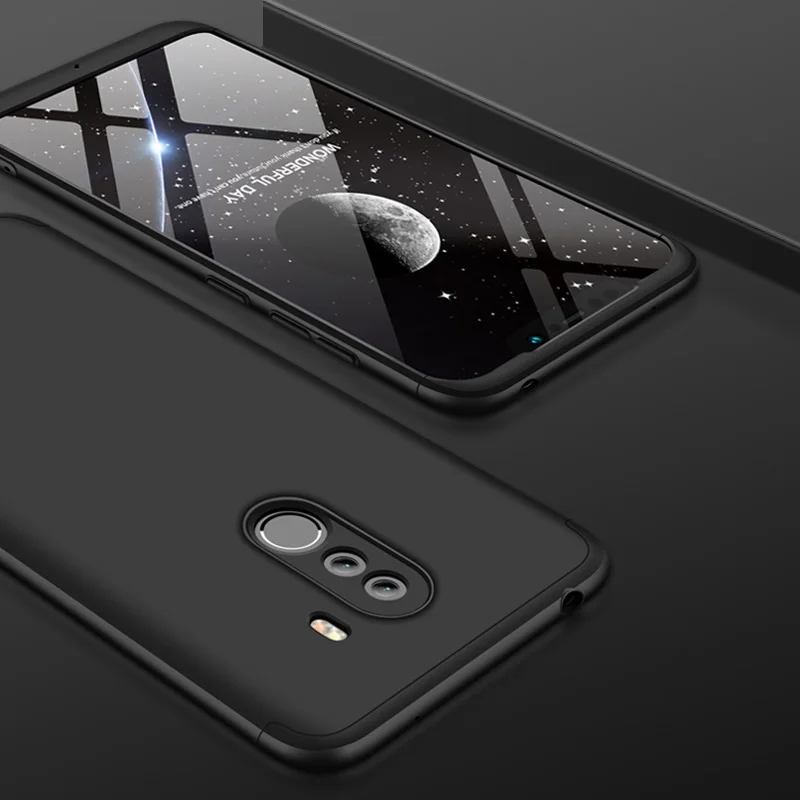 Poco f1 Case 3 в 1 чехол для xiaomi pocophone f1 телефон случае полная защита 360 ударопрочный жесткий чехол для Поко pocophone f1смартфон Pocophone крышка Fundas черный pocophone f1 смартфон - Цвет: Black