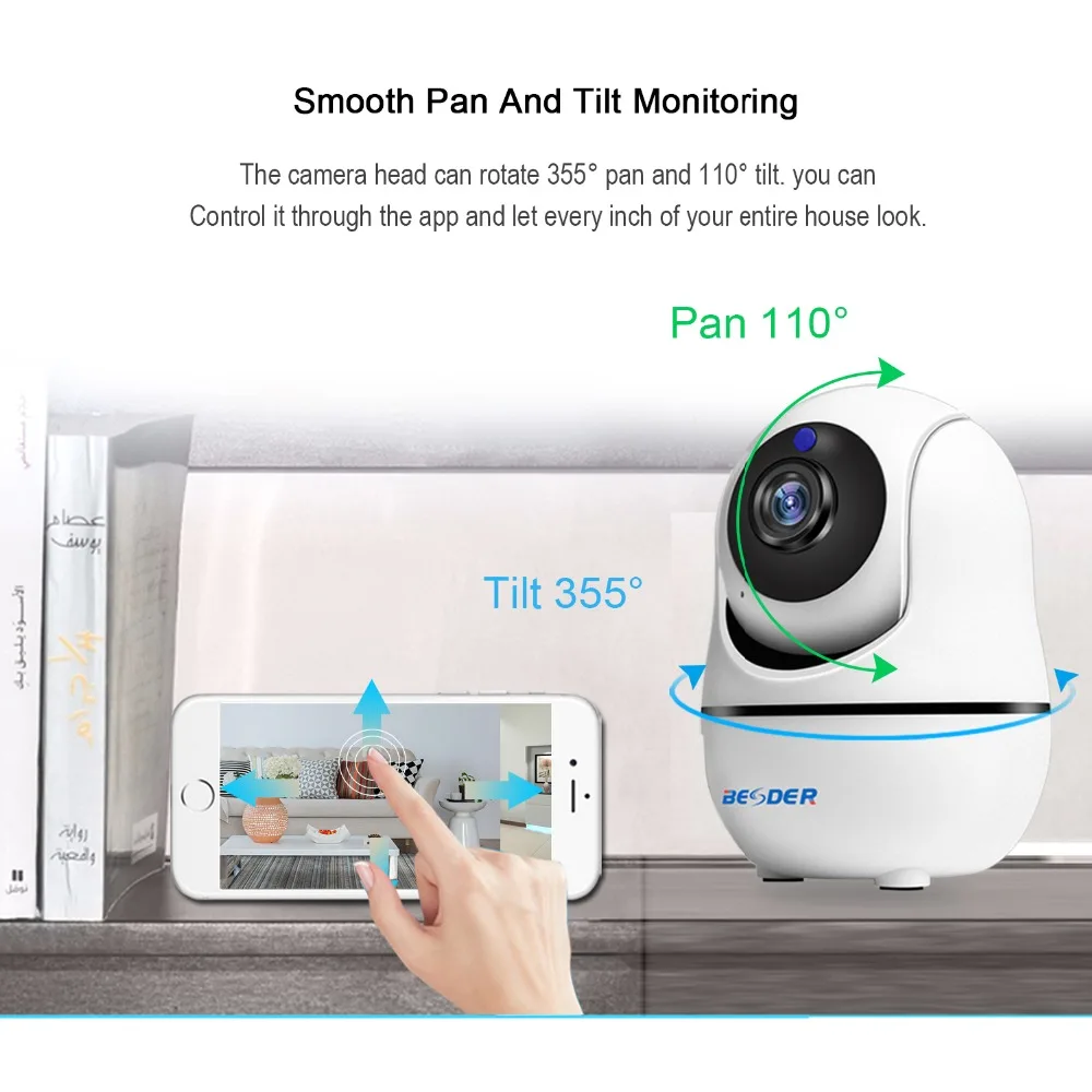 Беспроводная домашняя ip камера BESDER 1080P наблюдения Wi Fi ИК ночное аудио детский