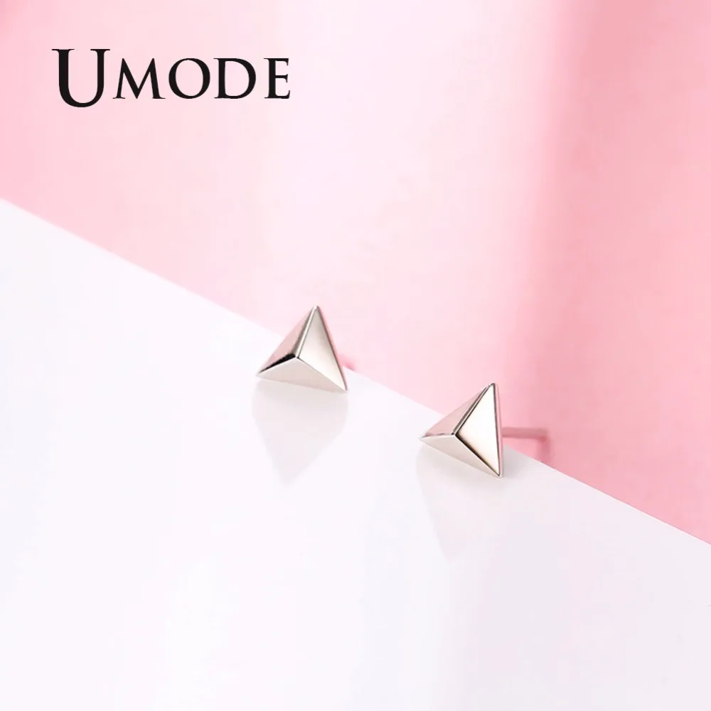 Женские Треугольные Серьги гвоздики UMODE ювелирные изделия золотого цвета из