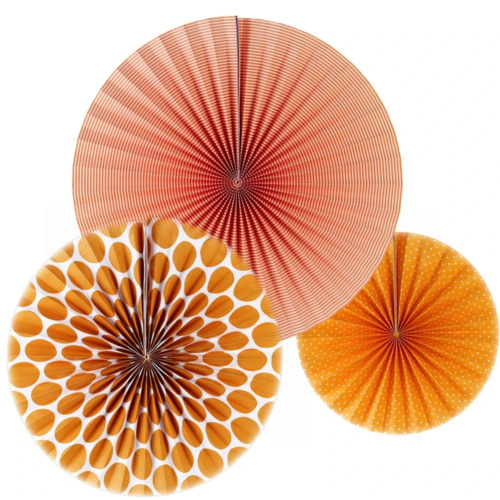 

Big 3pc Printed Accordion Paper Fan Set Folded Paper Pinweels for Birthday Shower Nursery Wedding Hanging Decor
