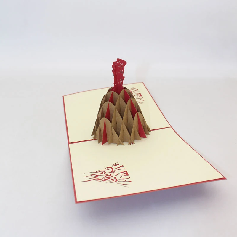 

3D Laser Cut Handmade Topography Landform Volcano Paper Invitation Greeting Card Postcard Kids Birthday School Creative Gift