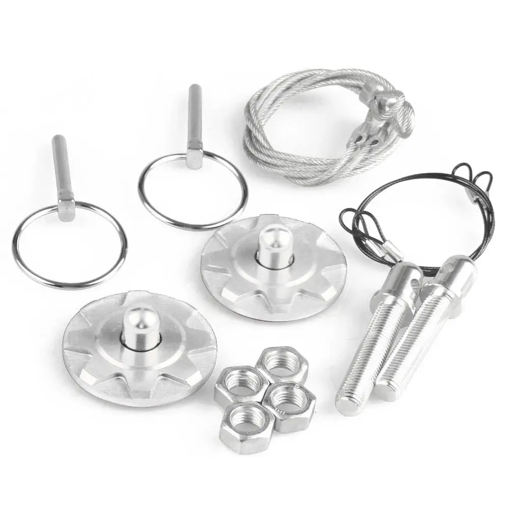 Universal CNC Billet Aluminum Racing Hood Pin Appearance Kit Chrome Silver | Автомобили и мотоциклы