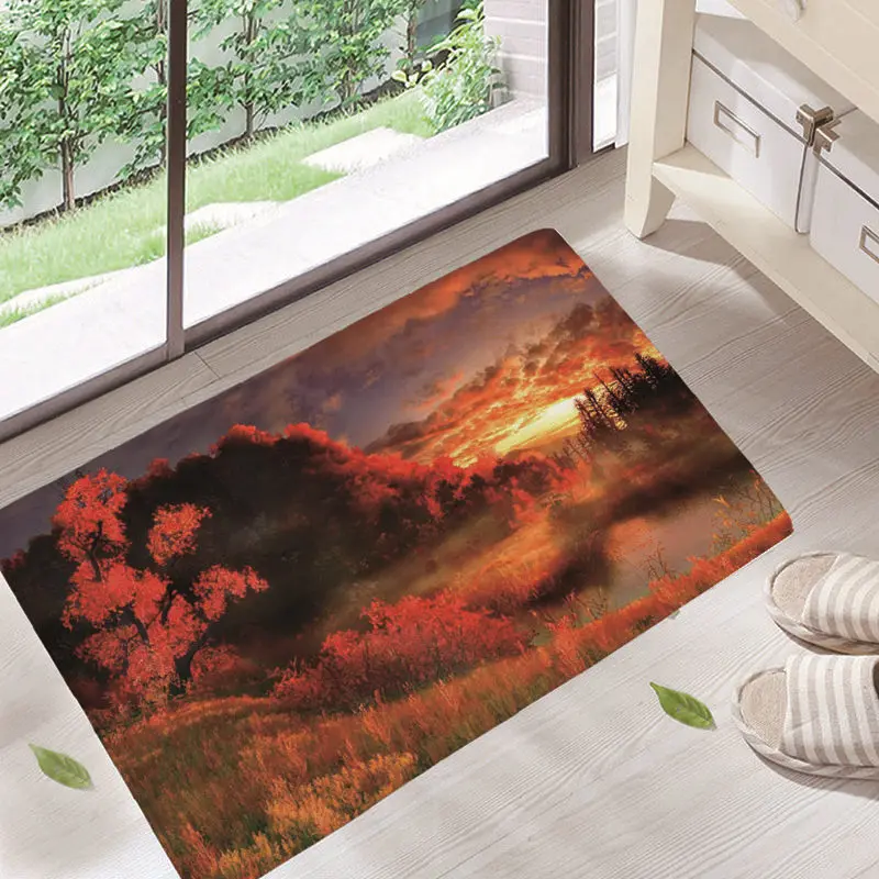 Dream scenery Door Mat Floor Carpet for Living Room mountain Pattern Coral Fleece Rug Anti-Slip Doormat Home Decor dd12 - Цвет: Фиолетовый