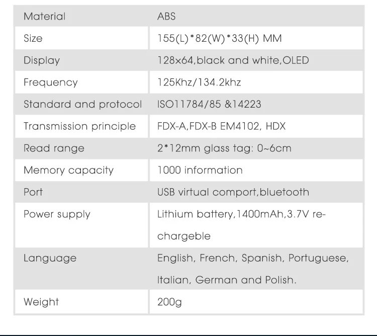 134,2 кГц ISO11784/5 микрочип сканер Pet микрочип Reader EM4102/HDX/FDX OLED животного чип тег bluetooth ручной rfid считыватель