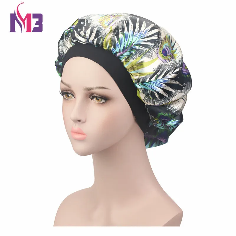 

Fashion Women Satin Bonnet Print Hat Turban Headwear Soft Silk Donna Sleep Cap Ladies Hair Cover Hair Accessories