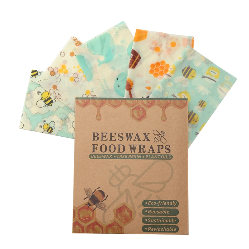 

3 Pcs Beeswax Food Wraps Fruit Bread Bowl Multi-functional Packaging Oil Cloth Animal Vegetable Design Kitchen Wild Tools