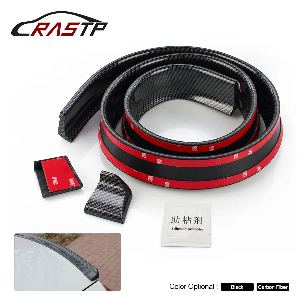 

RASTP - Universal Performance 4.5CM Width Carbon Fiber Ducktail Rear Spoiler Wing Rubber Protector Easy Install RS-LKT005