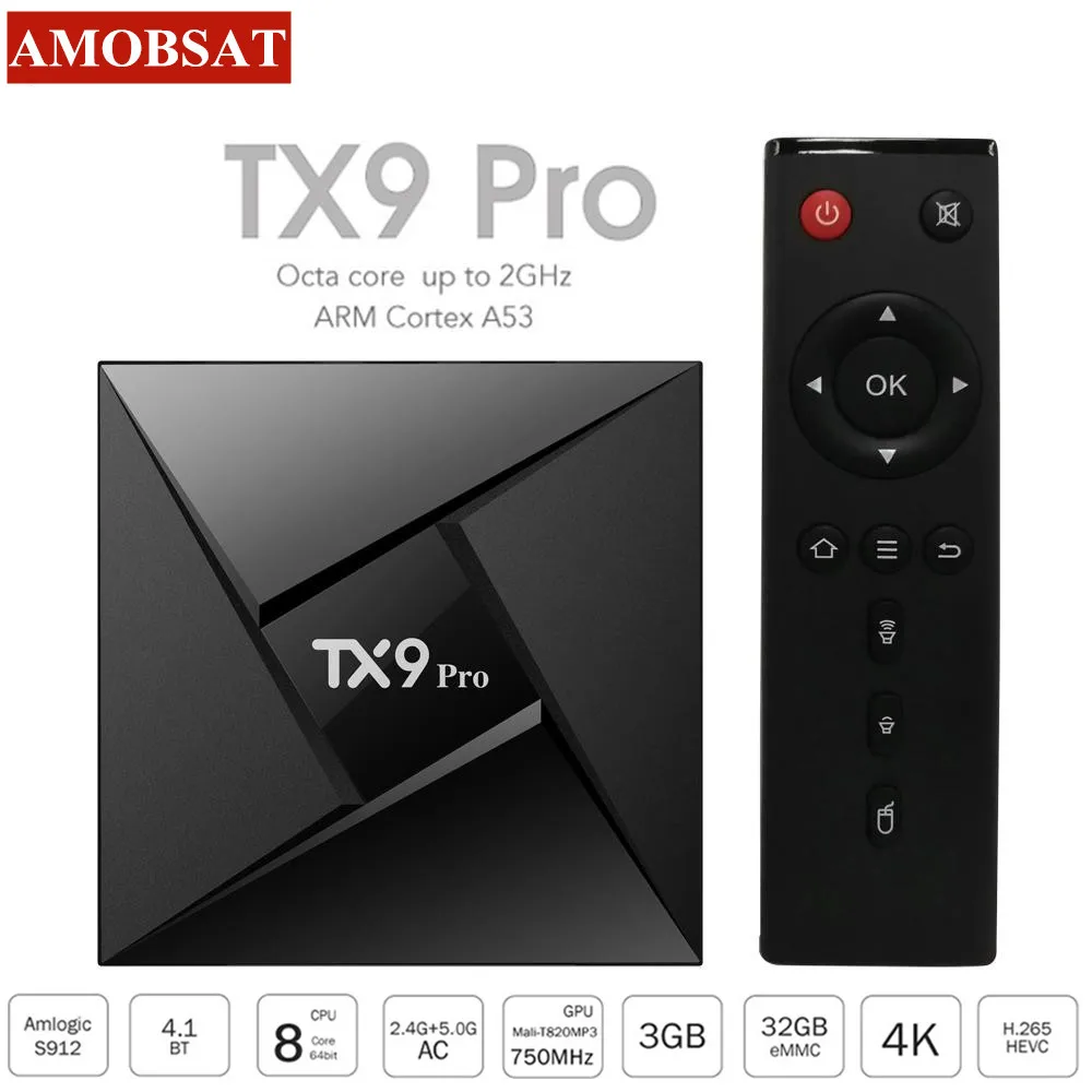 ТВ приставка TX9 Pro Amlogic S912 Восьмиядерный Android 7 1 двойной Wi Fi 1000 м LAN 3G 32 ГБ Bluetooth 4 4K HD
