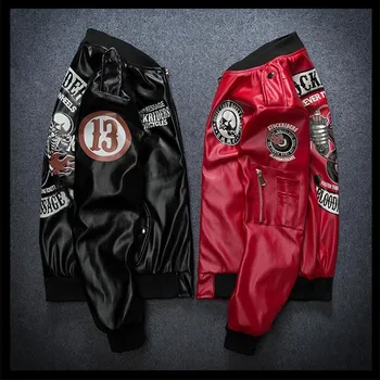 

Autumn Winter New Leather Jacket Men Slim Men's Retro Leather Baseball Uniform Motorcycle Tooling Jackets And Coats Man