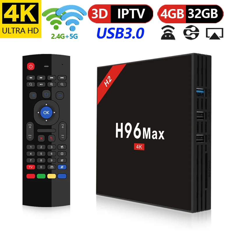 

H96 MAX H2 TV Box Andriod 7.1 RK3328 4gb RAM 32gb ROM 2.4g/5g WiFi Ensemble top Box Bluetooth 100 M USB3.0 Smart Box pk TX9 Pro