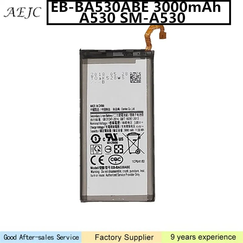 

Mobile Phone Battery For Samsung Galaxy A530 SM-A530 3000mAh EB-BA530ABE Battery For Samsung A530 Battery