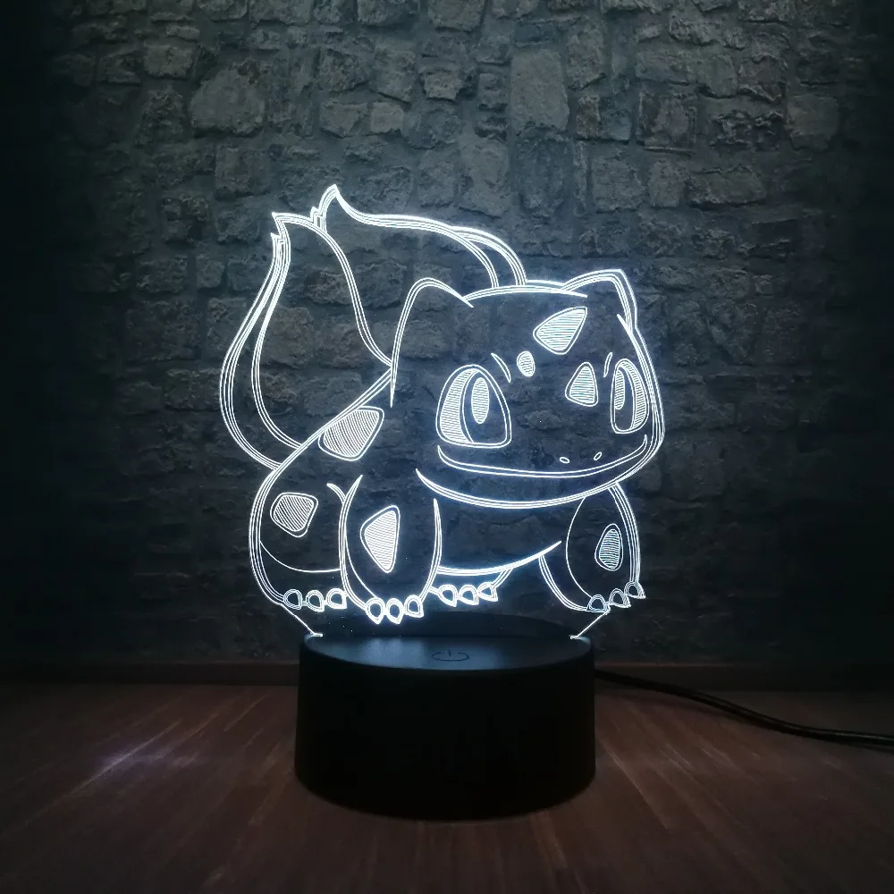 Подарок на день детей 3D мультфильм USB лампа Pokeball Покемон Бульбазавр животное лягушка многоцветный ночник визуальный праздник Малыш игрушка