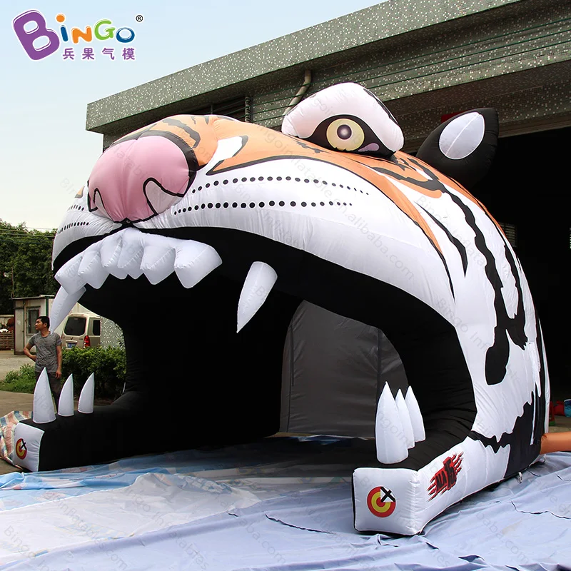 Надувная туннельная палатка 4x4,3x3,6 метров с головой тигра, нейлоновый материал, надувная игрушка с изображением тигра, палатки