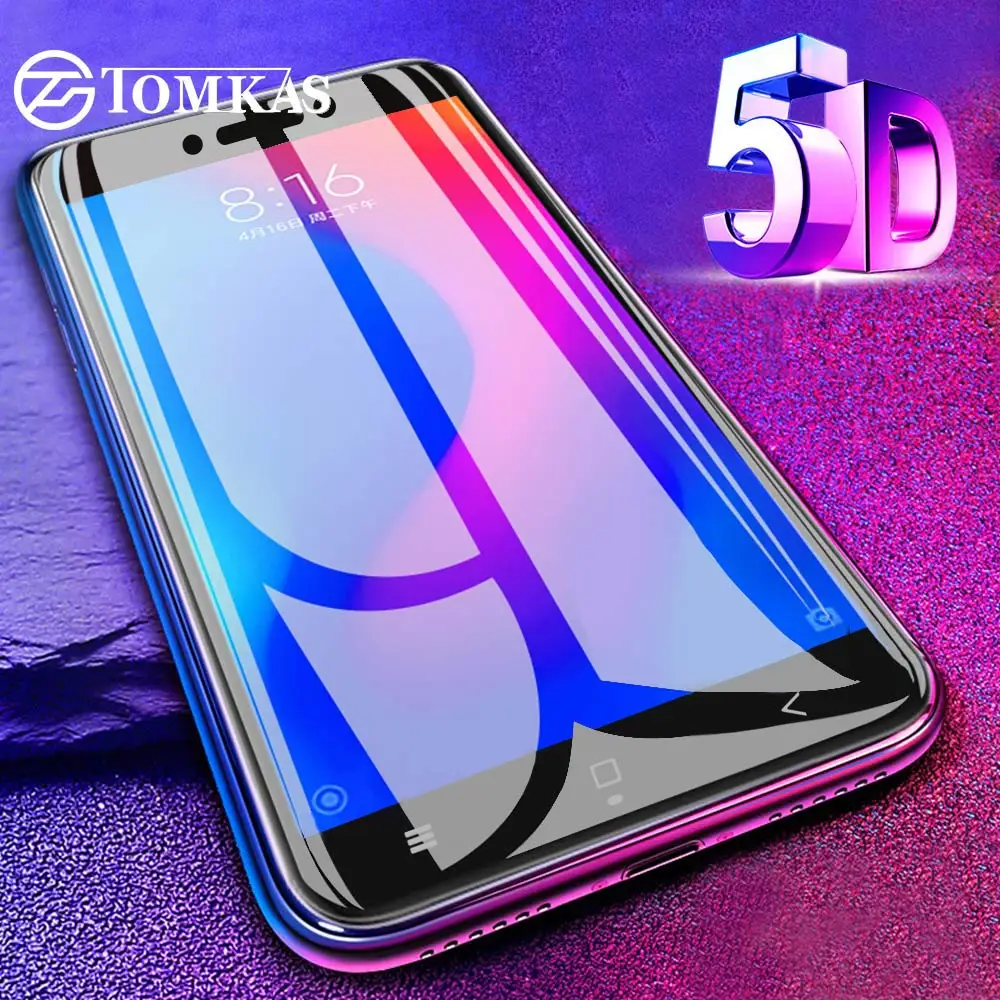 

TOMKAS 5D Protective Glass For Xiaomi Redmi 4X 5 Plus 6 Note 5 Pro Glass 3D Screen Protector For Xiaomi Mi A1 A2 8 SE 6 6X Glass